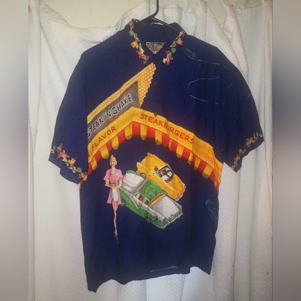 TORI RICHARD Vintage 60's Car Hop Cruising Hawaiian Shirt Size Large